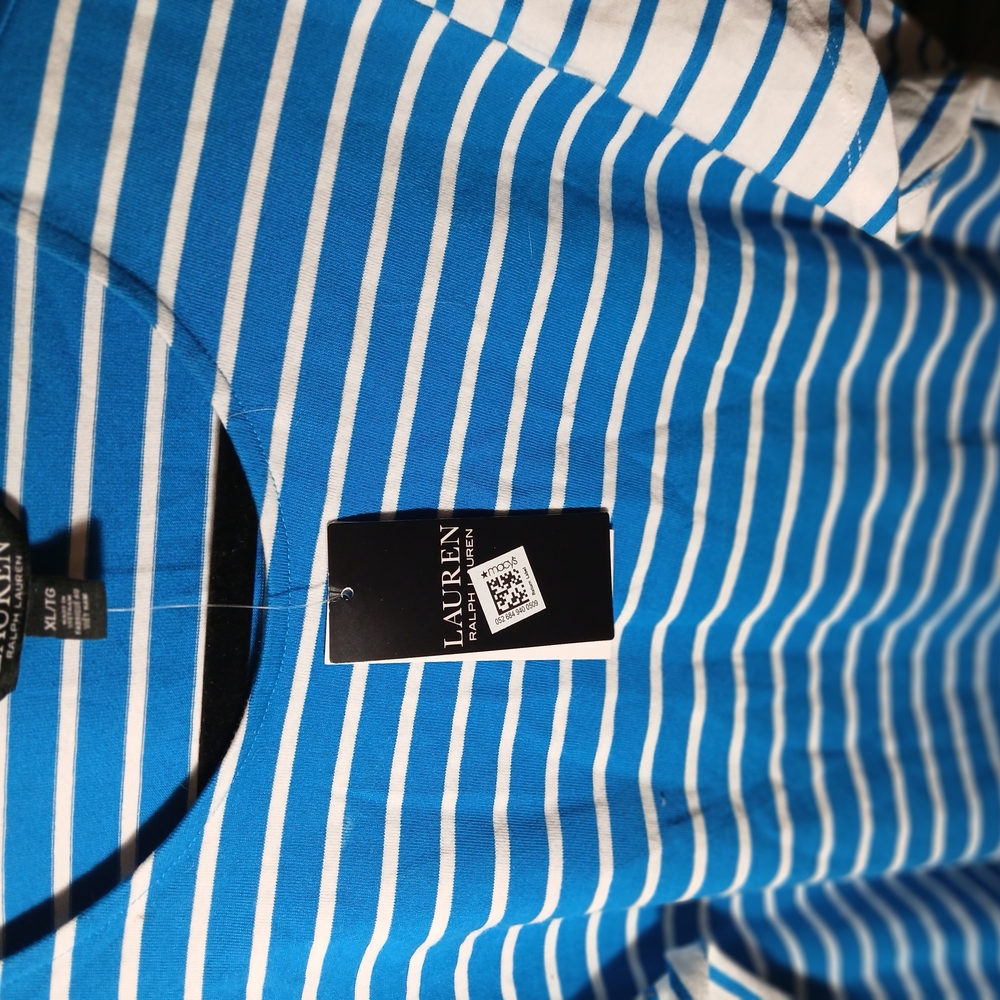 Lauren Blue and White Striped Shirt